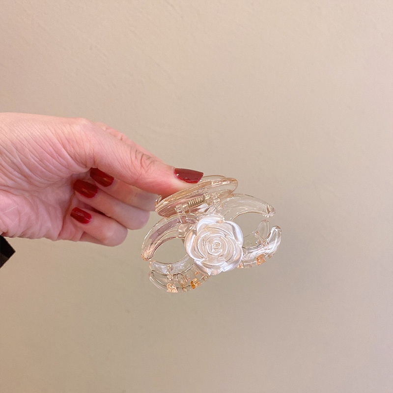 Jepit Rambut Bunga Wanita Gaya Korea Fashion Mawar Camellia Warna Transparan Hair Clip Import - SG