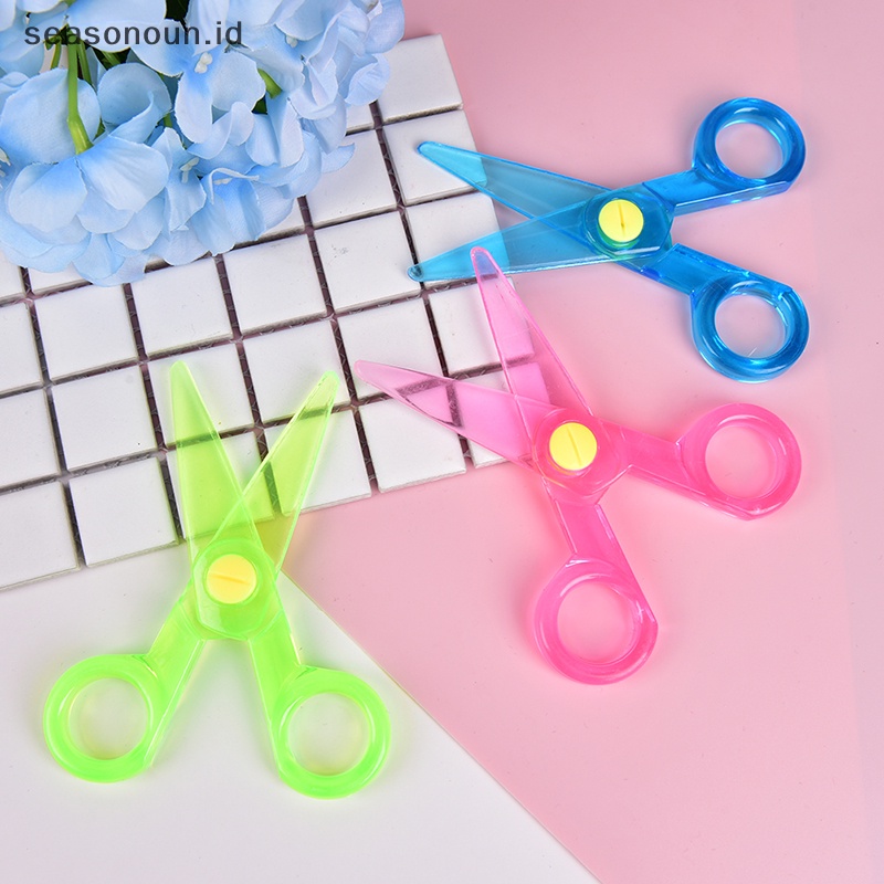 Seasonoun Quality Safety scissors Paper cutg Gunting Plastik Mainan handmade Anak.