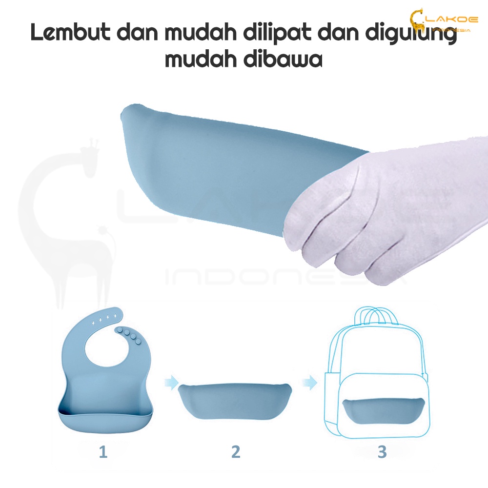 Lakoe 3pcs Premium Baby Bibs Silikon BPA Free/Mpasi Celemek Makan Bayi/Feeding Silicone Slabber Bib/Tableware Silikon Anak Mangkok Silicone