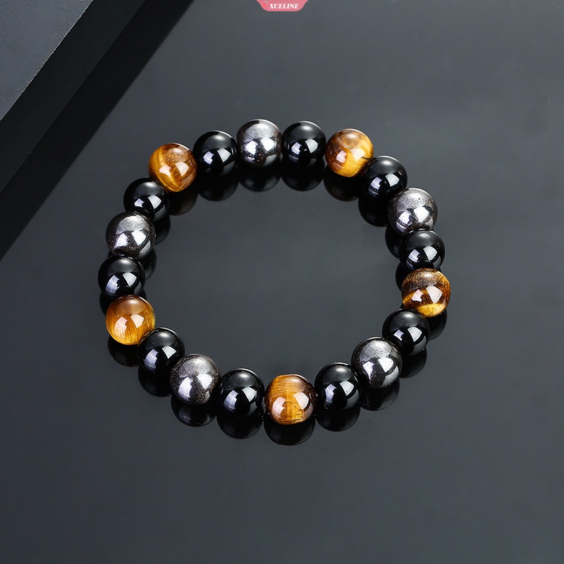 Natural Black Obsidian Hematite Tiger Eye Bead Gelang Pria Ada Perlindungan Kesehatan Magnetik Wanita Jiwa Perhiasan Baru [ZXL]