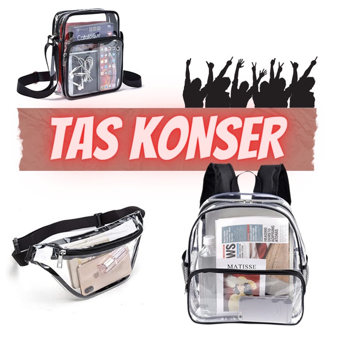 Tas Konser Transparant  Backpack, Waist Bag , Monk Bag