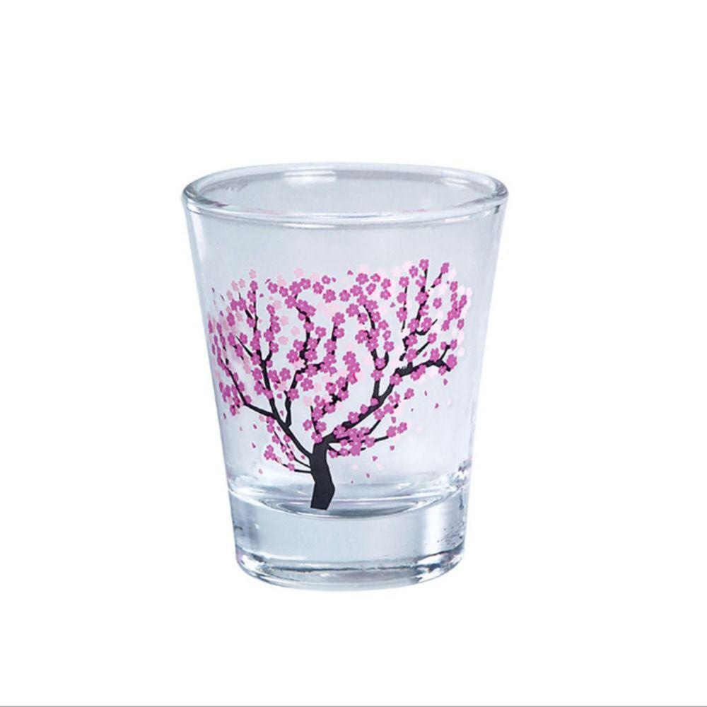 [Elegan] Gelas Wine Creative Small Color Changing Glass Temperature Sensing Sakura Cup