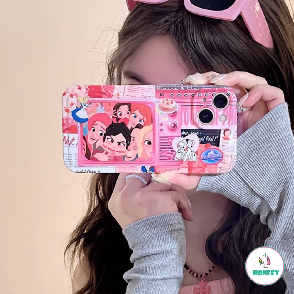 IPHONE Kartun Amerika Graffiti Lucu Pink Princess Phone Case Kompatibel Untuk Iphone14 13 12 11 Pro Max Gadis Manis Keren Ponsel Penutup Belakang