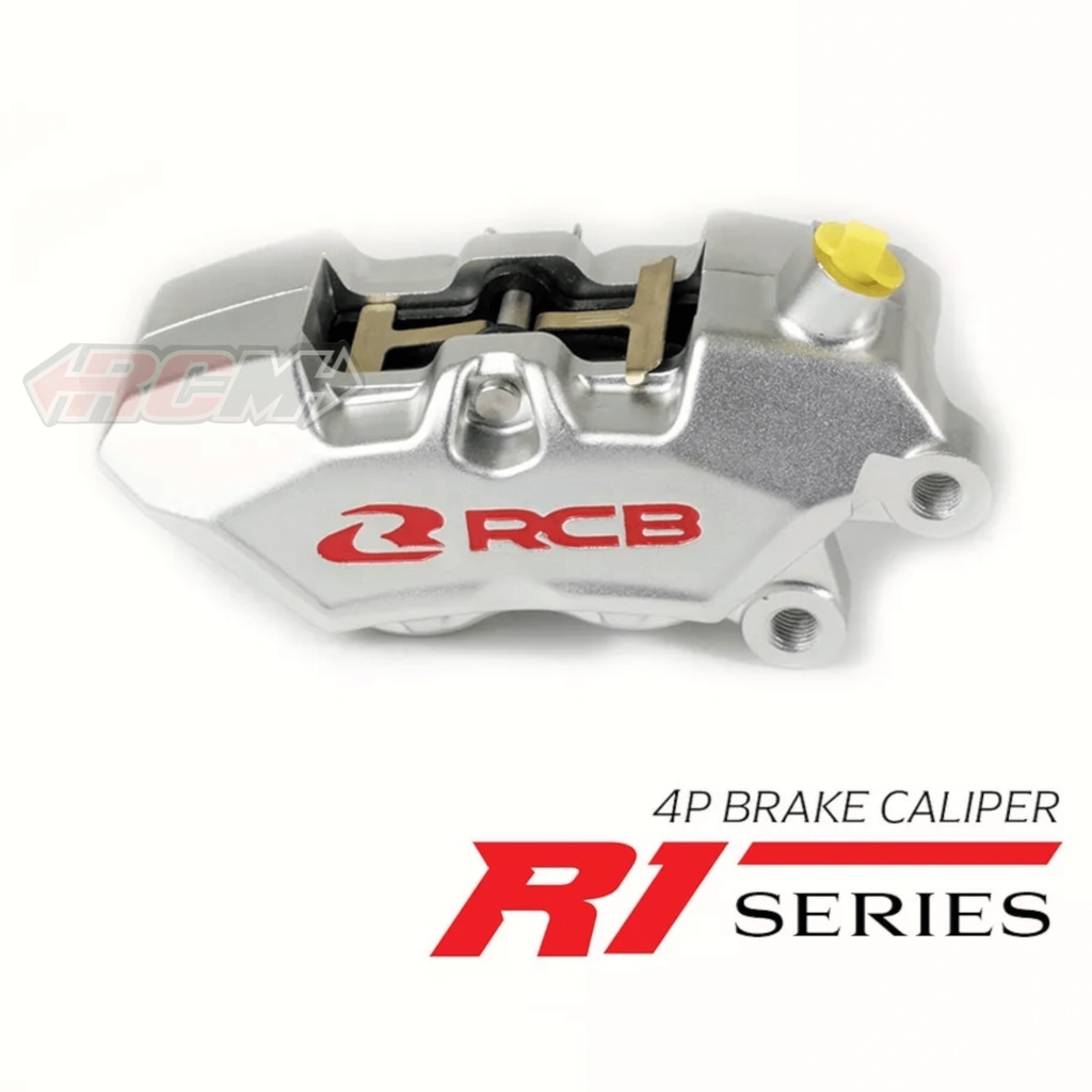 KALIPER CALIPER UNIVERSAL 4 PISTON R1 SERIES KEPALA BABI WARNA SILVER BLACK HITAM ORI ORIGINAL RCBB RCB RACING BOY RACINGBOY ASLI