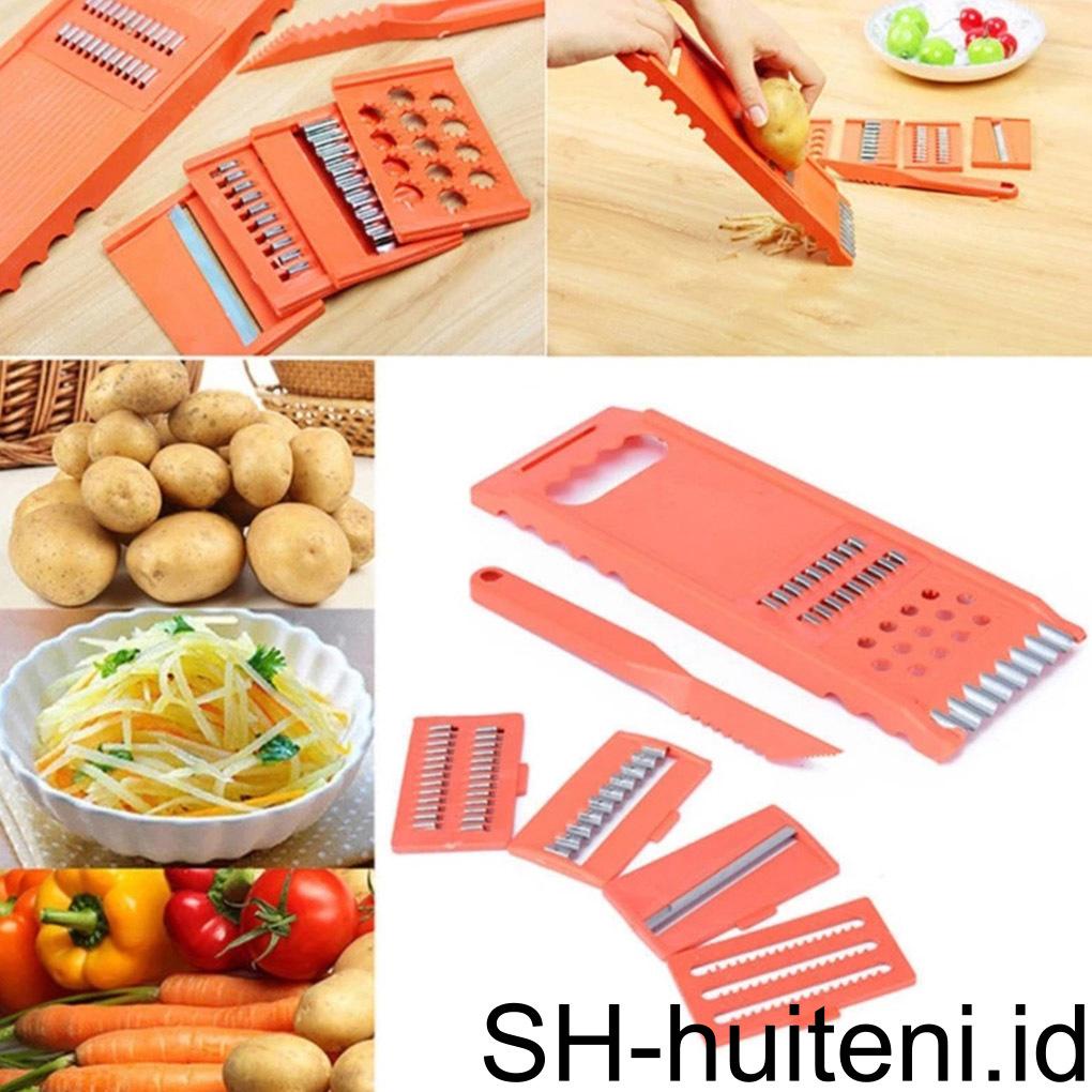 Alat Dicer Sayur Buah Bawang Kentang Wortel Slicer Set Parutan Keju Stainless Steel Genggam Untuk Rumah Tangga