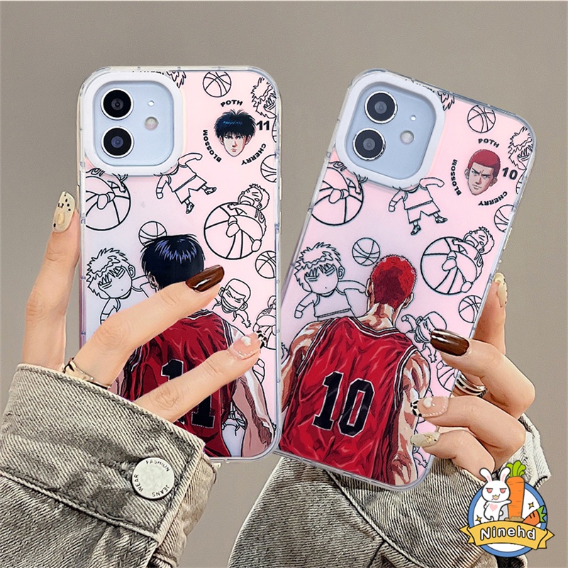 IPHONE Casing Kompatibel Untuk Iphone14 13 12 11 Pro Max X Xr Xs Max8 7 Plus SE Sakuragi Hanamichi Slam Dunk Casing Ponsel Transparan Laser Silikon Soft Case Frosted Jatuh Perlindungan Cover