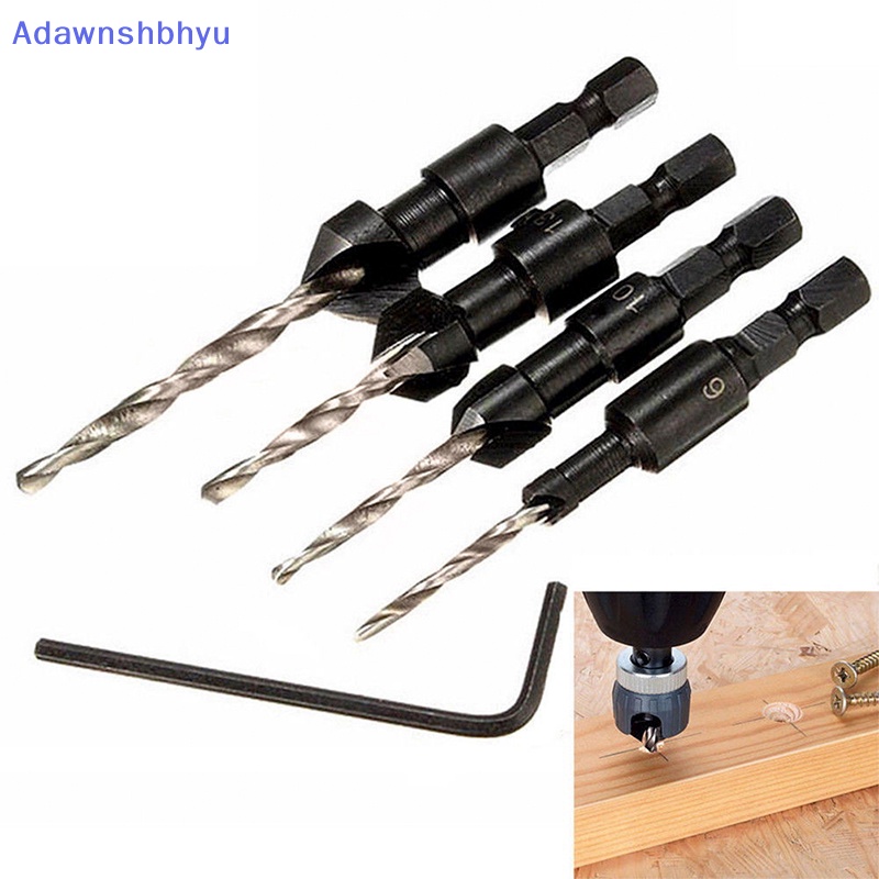 Adhyu 4Pcs 5giling HSS Countersink Mata Bor Set Woodworking Alat Pertukangan 6-12# Id