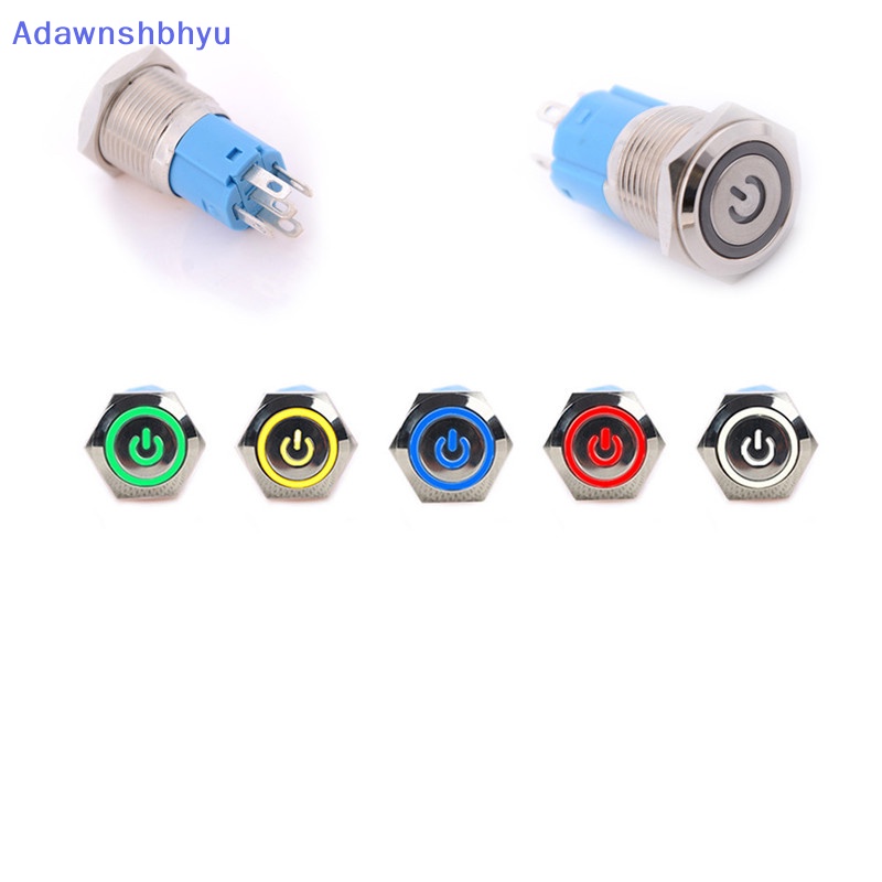 Adhyu 12v 16mm Kualitas Tinggi Logam Utilitas Salable Tombol Mobil On-off Push Button Switches LED Power Switch ID