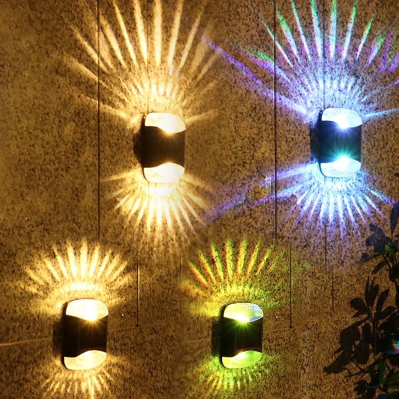 Outdoor Energi Surya Naik Turun Llluminate Lampu Dinding/Tahan Air LED Pagar Langkah Negara Balkon Lampu Dinding/Rumah Tangga Lampu Jalan Dekorasi/4 Sisi Cahaya Tangga Dekorasi