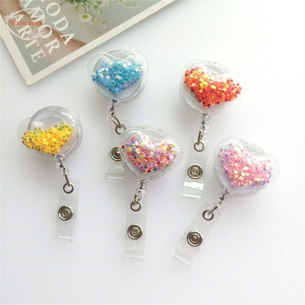 Mxbeauty Retractable Badge Reel Kantor Rumah Sakit Jantung Dada Kartu Tag Nama Pasir Hisap Name Card Holder