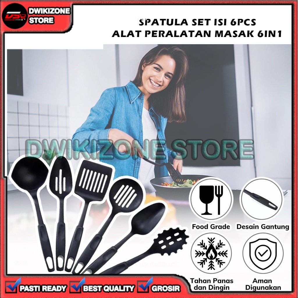 [GROSIR] SPATULA SET 6 PCS SUTIL CODET PERALATAN MEMASAK 6 IN 1 MULTIFUNGSI