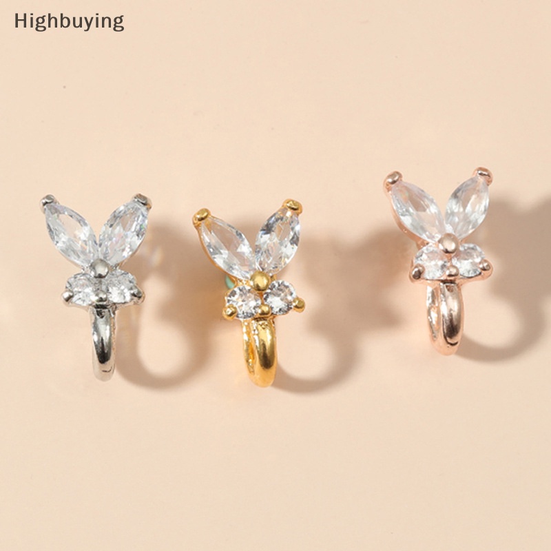 Hbid Cincin Hidung Palsu Kupu Kupu Non Clip On Nose Ring Manset Hidung Fake Glory