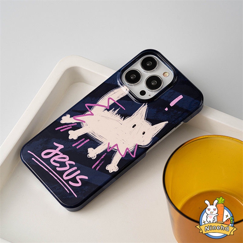 IPHONE Casing Kompatibel Untuk Iphone14 13 12 11 Pro Max X Xr Xs Max8 7 6 6s Plus SE 2020 Filin Motif Kucing Takut Hitam Anti Jatuh Halus Glossy Casing Ponsel Silikon Lembut TPU Penutup Belakang
