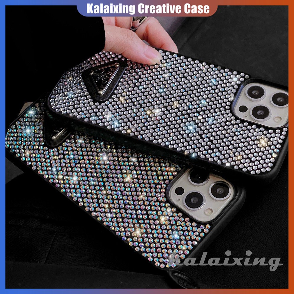 Casing Berlian Logo Prada Elegan Untuk iPhone 14 Pro14 Plus 14 Pro Max11 12-12 Pro-13 Pro Max Hard Casing