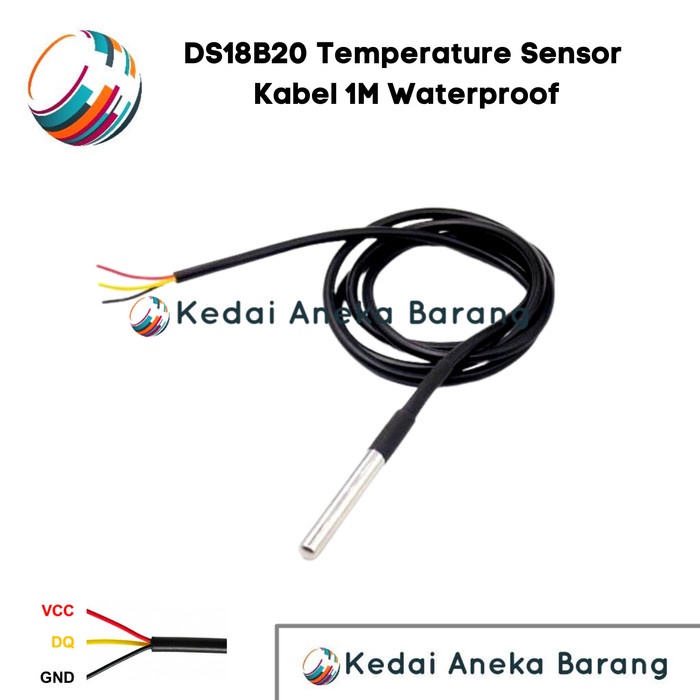 DS18B20 18B20 Waterproof Temperature Sensor Suhu Probe Kabel 1M ADL27