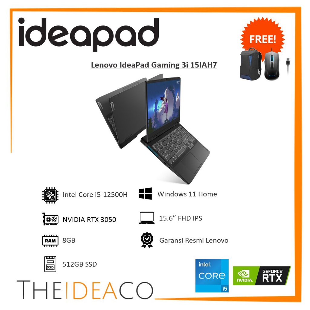 Lenovo IdeaPad Gaming 3i 82S900F1ID i5-12500H RTX 3050 8GB 512GB SSD