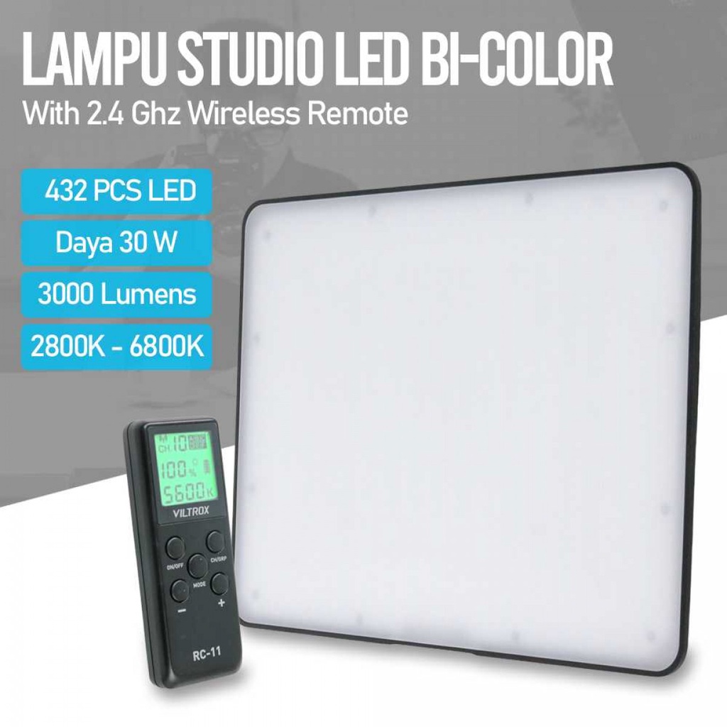 Lampu Studio LED 2 Warna Dimmable Lighting 30W LCD Display Remote