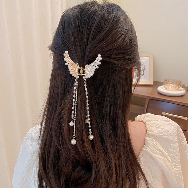 Rumbai Kupu-Kupu Mutiara Jepit Rambut Gadis Fashion Manis Hair Claw Aksesoris Rambut Wanita