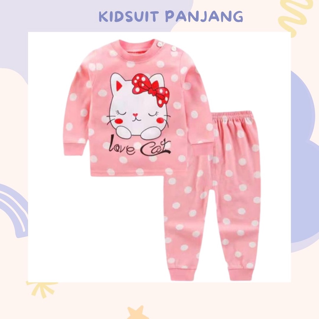 HappyOliver KIDS SUIT PANJANG Setelan Anak Bahan Kaos Lengan + Celana Berkualitas Import cewek cowok NEW1