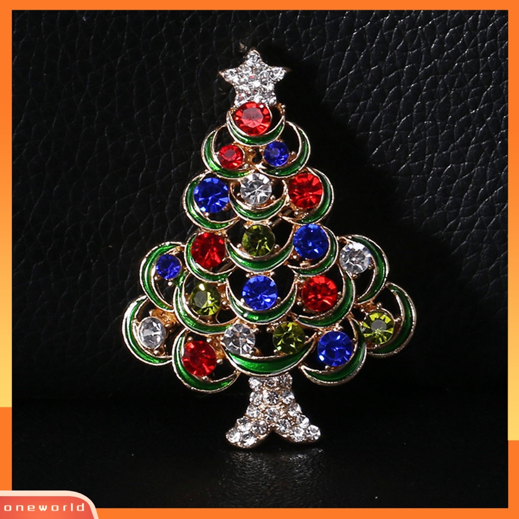 [ONE] Bros Berbentuk Pohon Natal Bahan Alloy Warna-Warni Jangka Panjang Memakai Pin Bros Untuk Baju