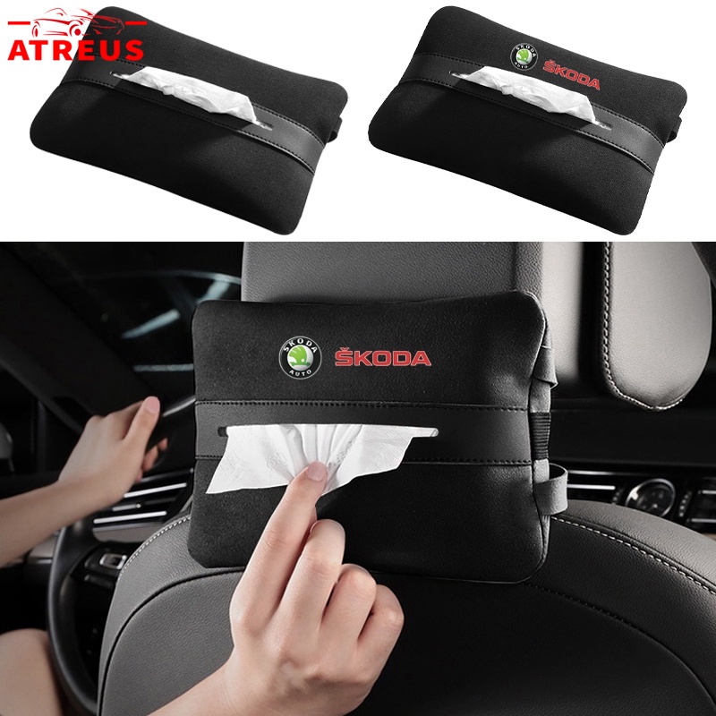 Skoda Car Tissue Storage Bag Car Seat Armrest Box Kotak Handuk Kertas Untuk Skoda Rapid Kodiaq Octavia 2 3 Fabia Karoq Superb