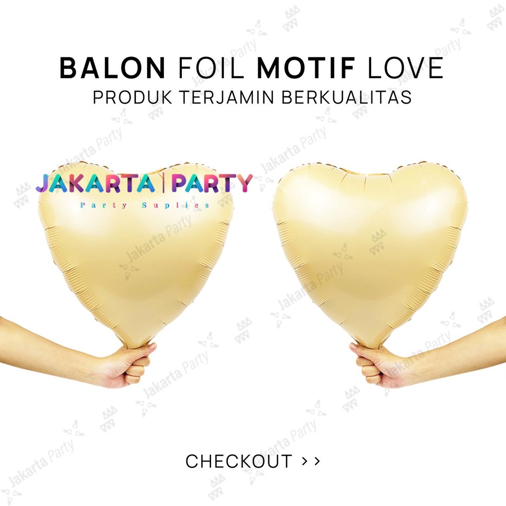 balon foil hati Retro Cream / balon bentuk hati / balon hati Retro