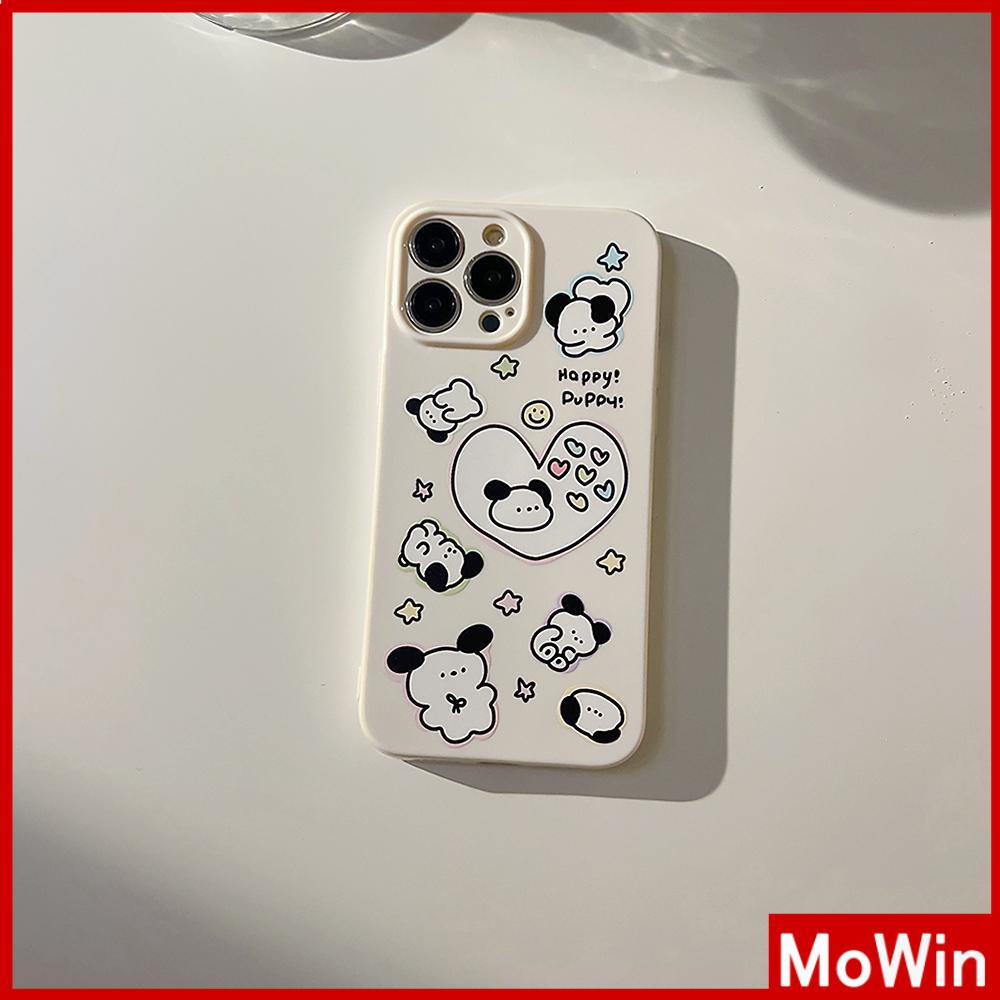 Case iPhone 14 Pro Max iPhone Case Cream Glossy Soft Case TPU Tahan Guncangan Kamera Case Perlindungan Cute Love Puppy Kompatibel dengan iPhone 13 Pro Max 12 Pro Max 11 Xr X Max 7Plus 8Plus