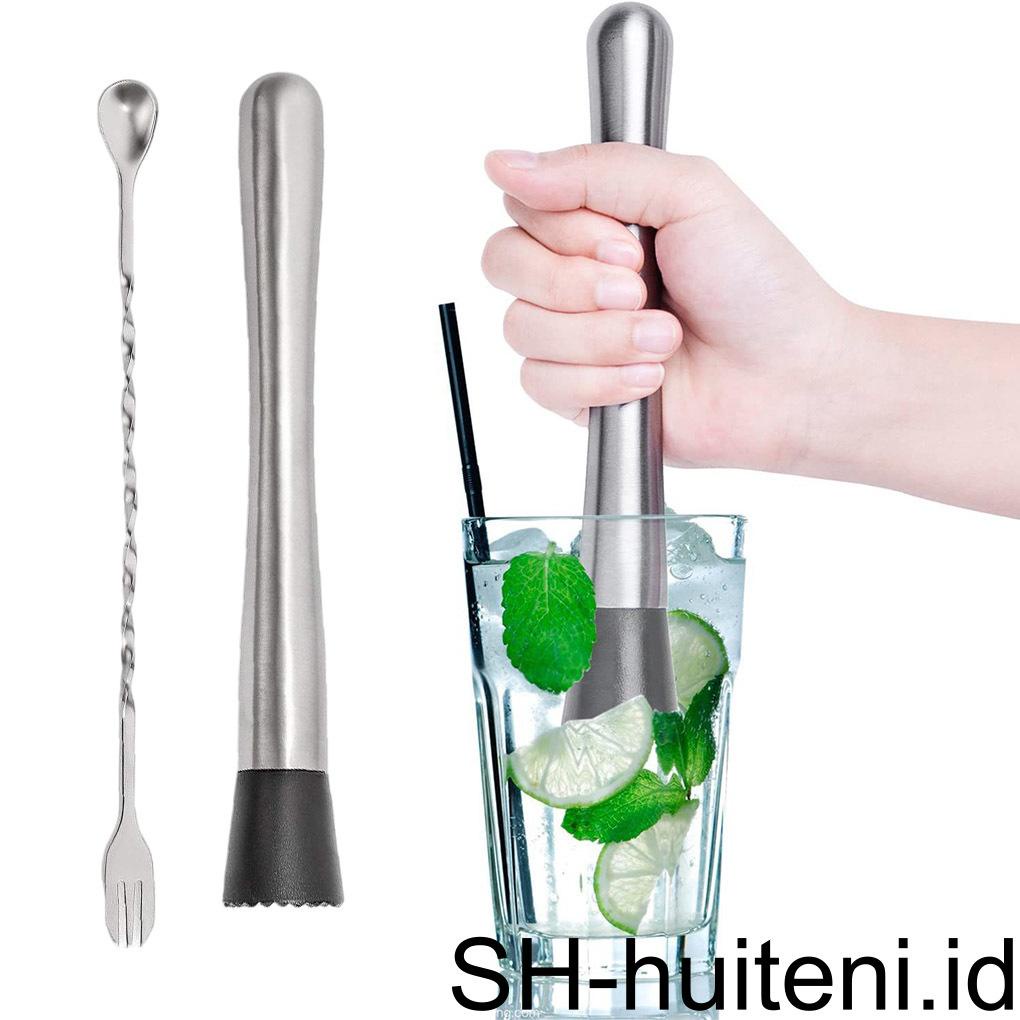 Tongkat Pengaduk Pencampuran Anggur Stainless Steel Rumah Tangga Hotel Restoran DIY Minum Buah Es Menghancurkan Gadget Aksesoris