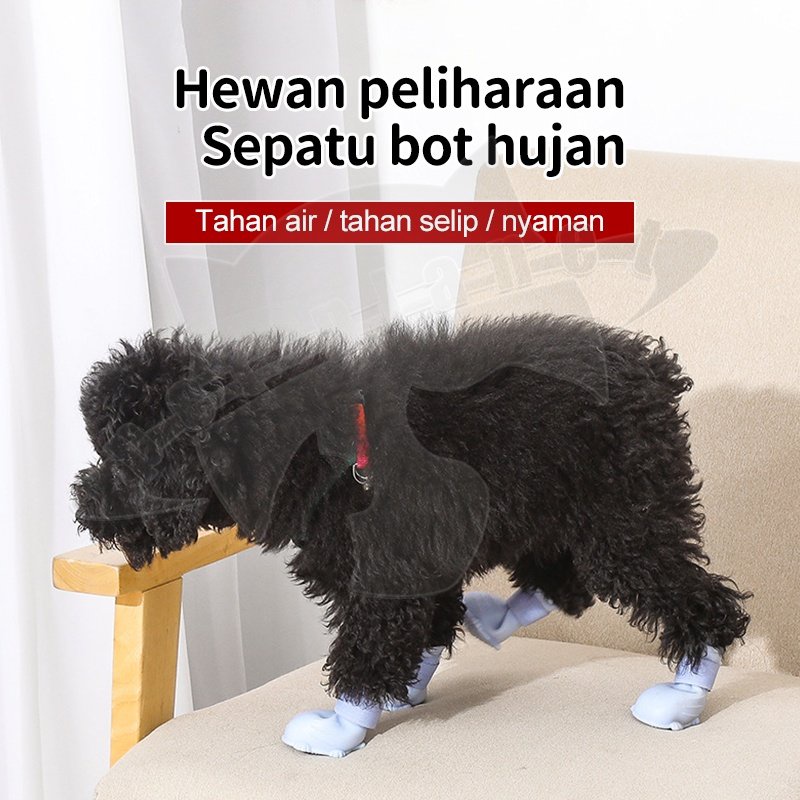 4 Pcs/Set Murah Sepatu Boots Hujan Tahan Air Anti Slip Untuk Anjing Sepatu Hewan