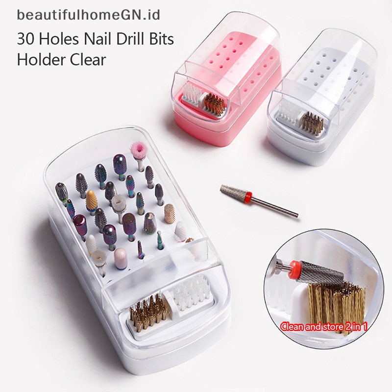 {Cantik} Tempat Mata Bor Paku 30lubang Untuk Penyimpanan Mata Bor Paku Akrilik Nail Tools a~