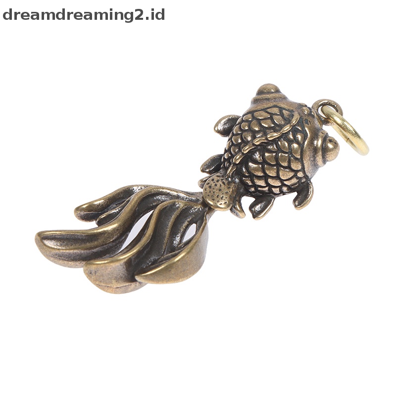 (drea) Patung Hewan Casg Ikan Kuningan 3D Gaya Retro Ornamen Patung Logam Hadiah //