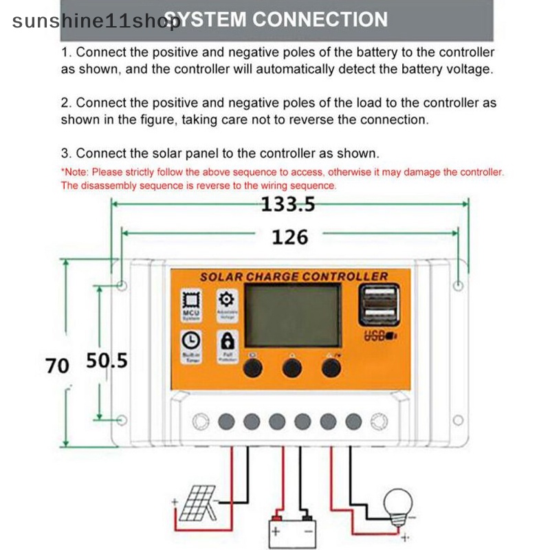 Sho LCD Solar Controller 12V /24V 30A 20A 10A Solar Charge Regulator PWM Charger LCD Display Dual USB 5V 2.5A Output MOS N