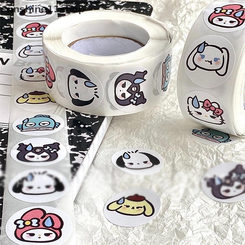 Sho Kawaii Sanrio's New Round Seal Sticker Lucu Pochacco Cinnamoroll Stiker Dekorasi Akun Tangan Hati Cewek N