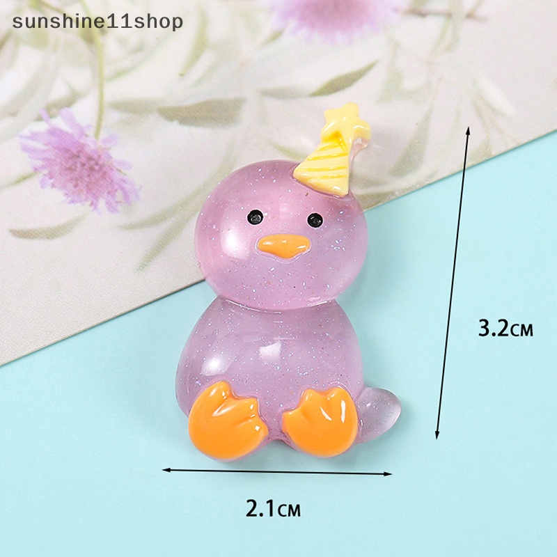 Sho 1/5pcs Luminous Mini Resin Chick Aksesoris Ponsel Rumah Taman Dekorasi Ornamen Mobil Hadiah N