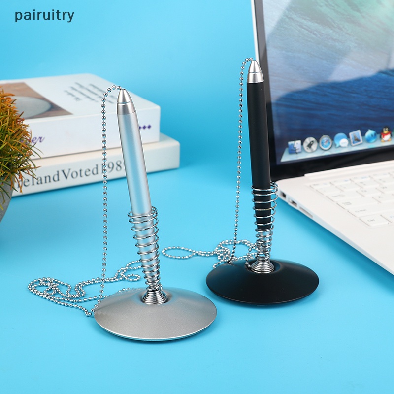 Prt Classic Metal Ballpoint Pen Rantai Aman Terpasang Base Stand Pulpen Counter Kantor PRT