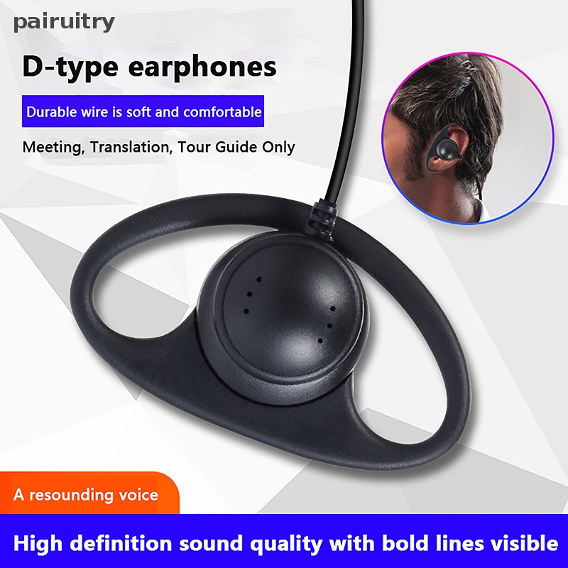 Prt Single Sided D-shaped Ear Loop Interpretasi Simultan 3.5MM Dengar Hanya Earphone Untuk Sistem Pandu Tur Radio PRT