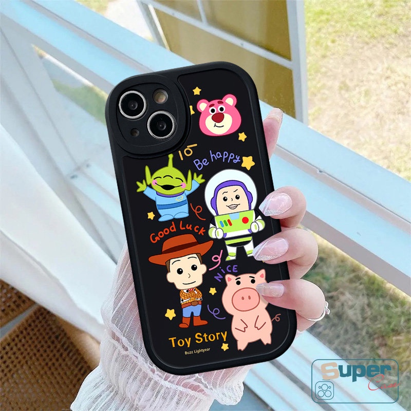 Kartun Alien Buzz Lightyear Lovely Pig Case Kompatibel Untuk IPhone 7Plus 11 13 14 12 Pro Max 6 7xr 6s 8plus XS X Max SE 2020 Toy Story Cute Strawberry Bear Manyo Soft Tpu Cover