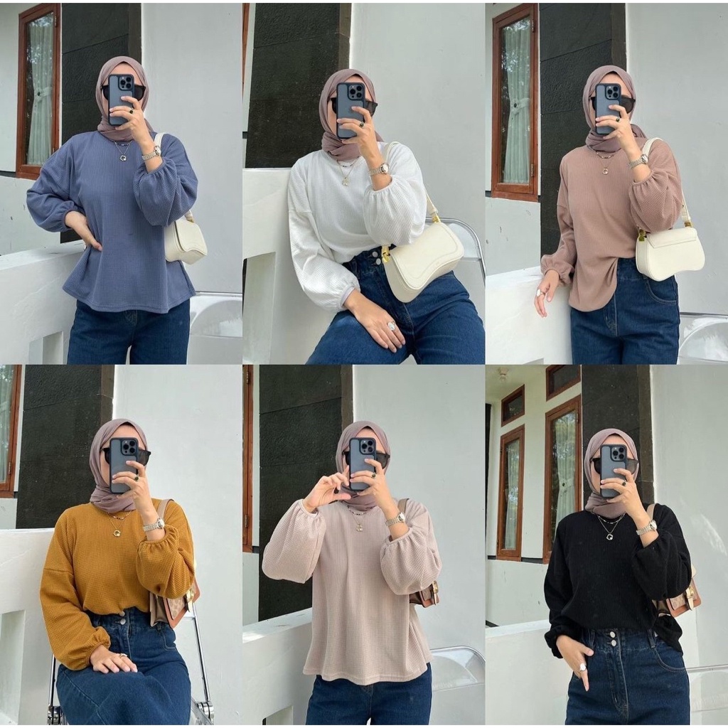 BEFAST - ZFS OOTD WANITA BLOUSE ZAR / FRISTI WAFFLE BLOUSE / Atasan lengan Panjang Wanita / Fashion kekinian remaja ABG Trendy / Blouse Polos Formal / Pakaian Kekinian Remaja ABG Trendy / Outfit Daily Wanita Kerja