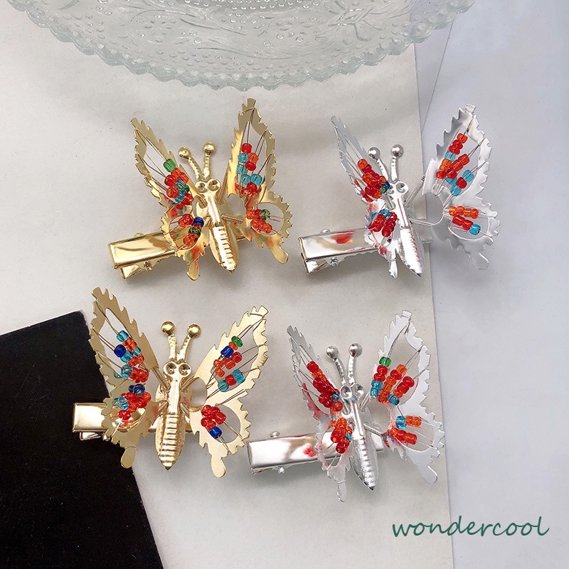 Jepit Rambut Aksesoris Rambut Gaya Kuno Capung Rumbai Langkah Goyang Bergerak Sayap Duckbill Klip Kupu-Kupu-Won