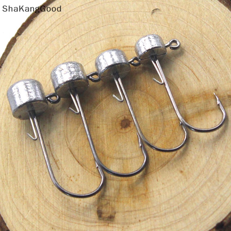 Skid 10pcs Ned Jig Hook Kits 2.5g /3.5g /5g /6g Jig Kepala Untuk Cacing Lembut T Ekor Memancing Umpan Aksesoris Alat Pancing SKK