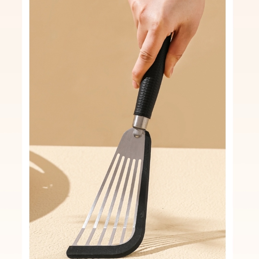 Spatula Bahan Silikon dan Stainless Steel Spatula Pembalik Makanan