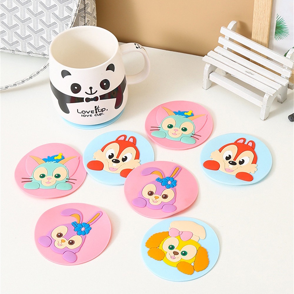 Accessories Kartun Pvc Tebal Tatakan Cangkir Kopi Hewan Bantalan Isolasi Panas Mangkuk Meja Alas Cangkir Pemegang Peralatan Makan Tatakan Aksesoris Dapur