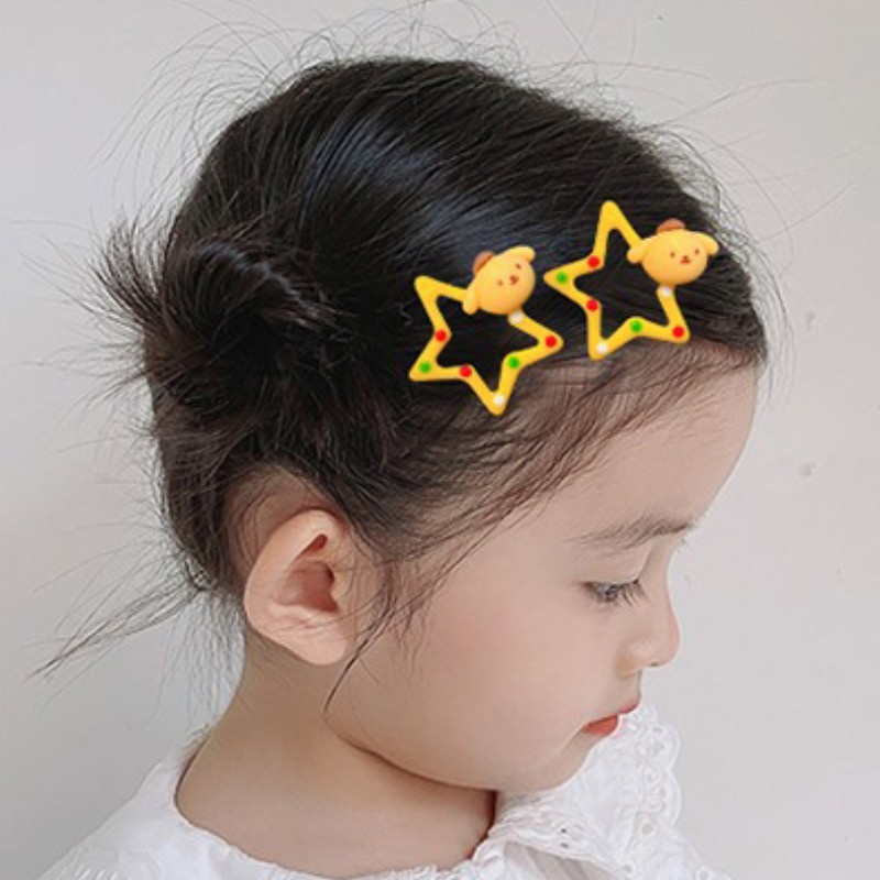 Klip BB Kartun Lucu Aksesoris Rambut Anak Perempuan/Jepit Rambut Bentuk Bintang Kawaii Sanrio Anime Kuromi Baru/Jepit Pentagram Logam Manis/Hiasan Kepala Klip Bintang Polkadot Anak