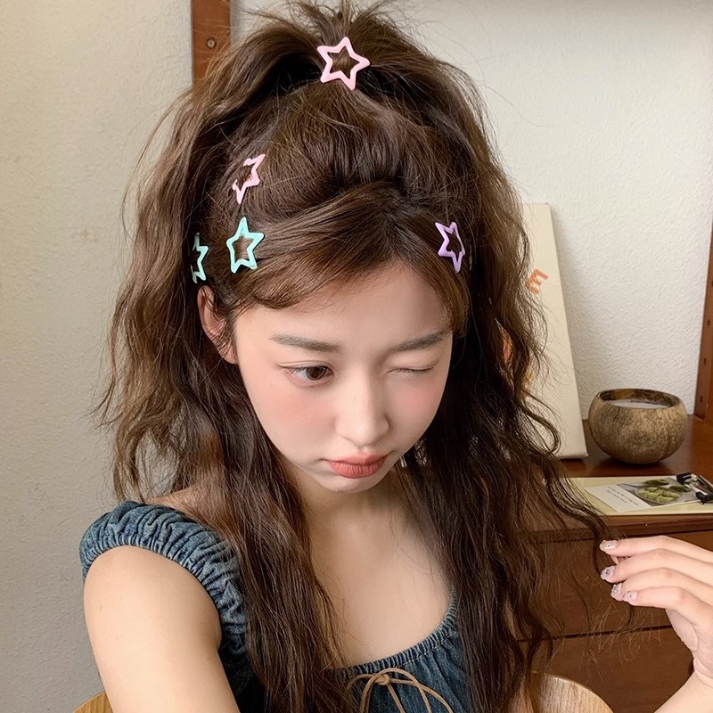 [Harga Grosir]cewek Y2k Gaya Pentagram BB Jepit Populer Aksesoris Rambut Wanita Manis Lucu Permen Warna Poni Samping Rambut Pin Wanita Fashion Korea Bintang Berujung Lima Hair Clip