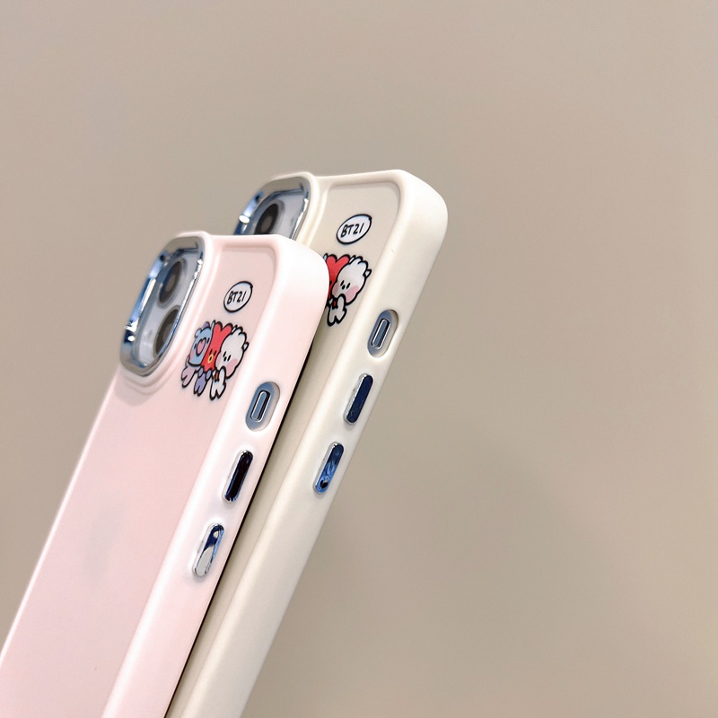 All New Electroplated Camera Skin Silicone Soft Case IPhone 11 12 13 14 Pro Max Women's Fashion Gift Cute Cartoon Phone Case The BT Pink White