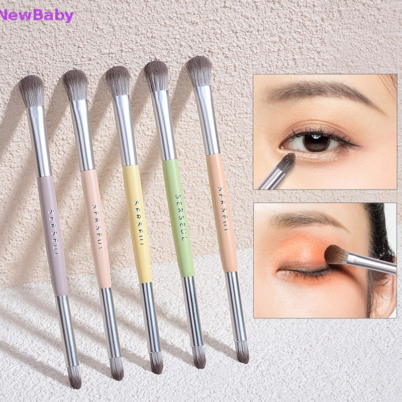Newbaby 1PC Sikat Pewarna Mata Dua Ujung Noda Detail Highlight Brush Alat Makeup ID