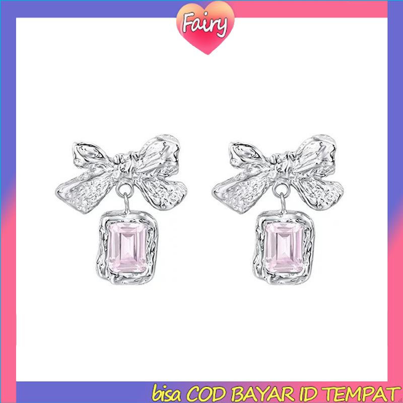 Anting Dasi Kupu-kupu Berlian Zircon Bow Stud Anting Fashion Korea Gaya Untuk Wanita F