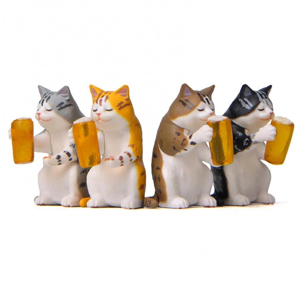 Lanfy Mini Bir Kucing Angka Hadiah Anak Model Hewan Kucing Ornamen Patung Kecil Aksesoris Mobil Desktop Figurine