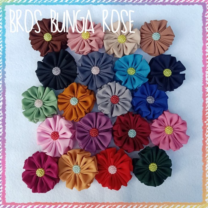 Bros Kain Bunga Mawar - Bros Tusuk Peniti Hijab Jilbab