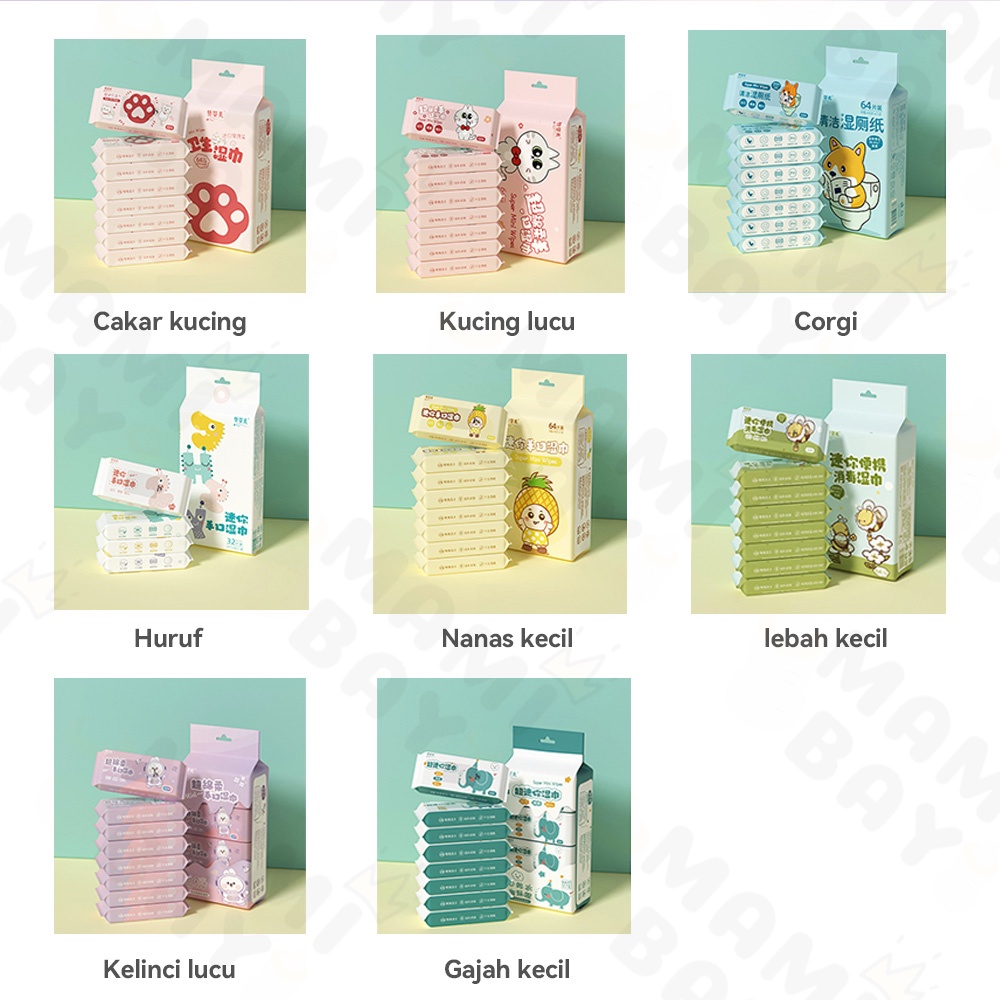 Mamibayi 8pcs/set baby wipes tisu basah mini tissue basah bayi